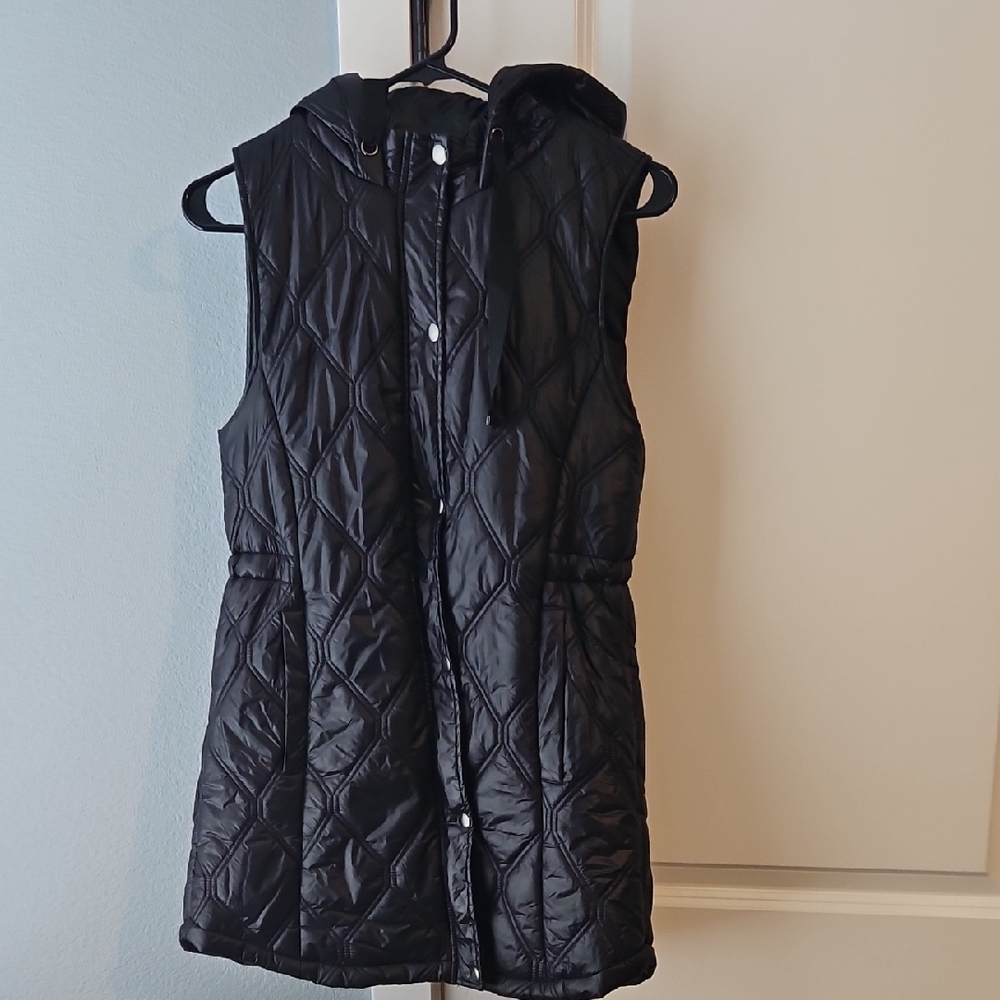 Maurice's Women's Black Quilted Hooded Vest